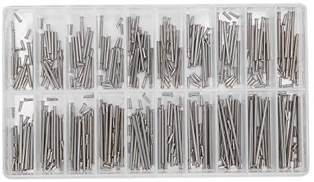 flexman 400 Teiliges Sortiment an Splinten für Uhrenarmbänder, 7 mm bis 26 mm Rohrreibungsstifte, Druckstangenstifte, Nietenden für Uhrmacher und Uhrenliebhaber