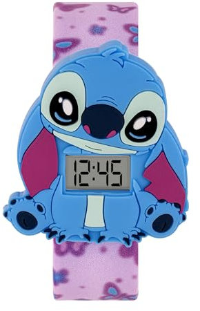 Stitch LAS4140 Montre numérique pour enfant Motif papillon, rose, Disney