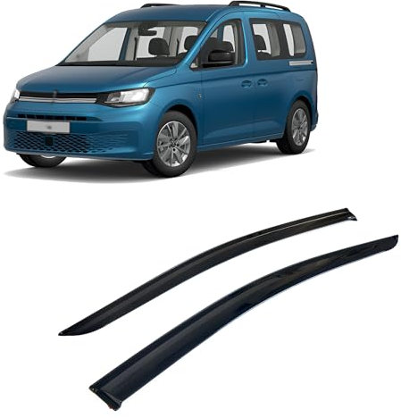 CarJoy Windabweiser Luftabweiser Regenabweiser Seitenfensterabweiser Kompatibel mit VW Caddy 2021-2024 Autofenster Regenschutz Regenabweiser Anklebbare Deflektoren Externe Passform 2 Stück