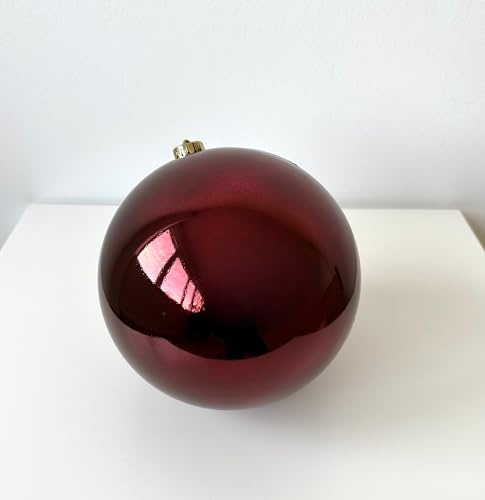 CB Home & Style Weihnachtskugel bruchfest Plastik Kunststoff Christbaumkugel Baumkugel glänzend groß XXL (Ochsenblut, 20cm)
