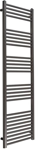 MILANO Gunmetal Grey Flat Ladder Steel Heated Towel Rail 1600 x 500mm | Steel Construction. Generous Heat Output. Contemporary Style. Straight Bar Design. Central Heating Operation.