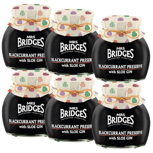 Mrs Bridges - Blackcurrant Preserve with Sloe Gin - 340g - Pack of 6
