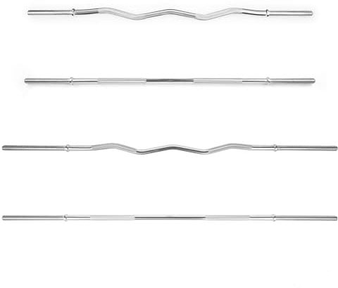 Phoenix Fitness 1” Barbell Bar or EZ Curl Bar - 5ft Non-Slip Weight Lifting Bar with Spinlock Collars for Strength Training Workout at Home & Gym - 1-inch Straight Bar: 5ft