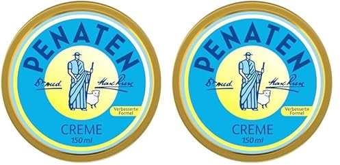 Penaten Creme (150 ml), Baby Wundschutzcreme mit Nässeschutz & Hautschutz, schützt sofort zarte Babyhaut mit Panthenol, zieht schnell ein & beruhigt (Packung mit 2)