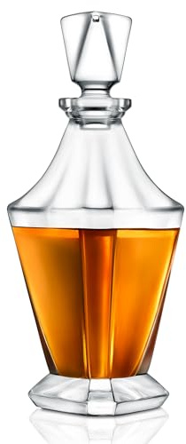 NutriChef Decanter per whisky di alta qualità in vetro trasparente per brandy, vino, scotch, vodka o bourbon, senza piombo, per uso alimentare, capacità 850 ml, ideale per la