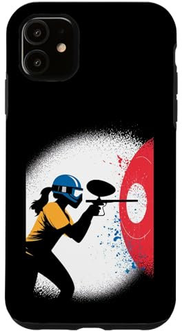 Carcasa para iPhone 11 Paintball Mujer Silueta Objetivo Splash Diseño marcado
