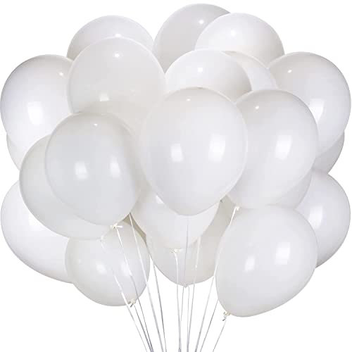 Luftballons Weiß - 100 Stück 30 cm / 12 zoll Premium Latex Ballons für Helium, Weiss Luftballon für Geburtstag, Hochzeit, Babyparty, Halloween Oder Weihnachten party Deko