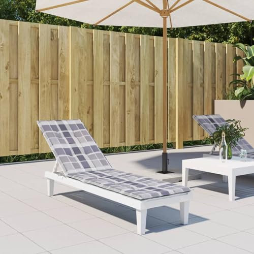 Xichuzi Liegestuhl-Auflage Graues Karomuster (75+105) x50x3 cm, Hollywoodschaukel Auflage, Sonnenliege Auflage, Gartenliege Auflage, Liegenauflage, Deckchair Auflagen