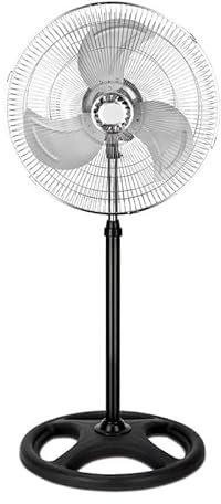 DK HOME Ventilador de Pie, 45,7 cm, 80W, 3 Velocidades, Negro, Altura Regulable, Oscilación 120° (PACK 1)