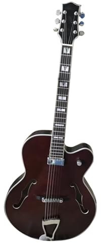 Guitarra Eléctrica Guitarra De Jazz Marrón De Un Solo Corte Con Esquinas Redondeadas Totalmente Hueca Y Una Sola Pastilla Suspendida