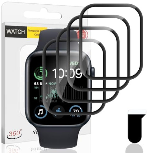 Euukzzea Protection Écran pour Apple Watch SE (2022/2020)/Series 6 5 4 40 mm Verre Trempé, 4 Pièces HD Anti-Rayures Film Protecteur Composite TPU Souple Film Protecteur Compatible