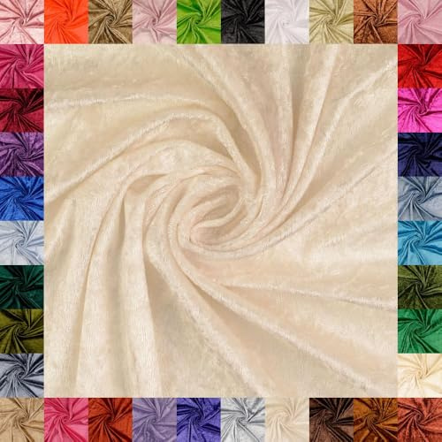 fingsi Mats Pannesamt Stoff – Coupon – edler glänzender Stretch Stoff – 145 cm breit – Dekostoff – Kostüme – Bühne – Vorhänge – Bekleidung – Möbel (03. Cremeweiß 5,0m)