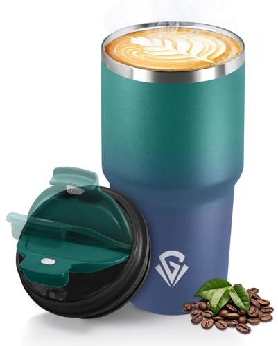 HoneyHolly Thermobecher 600 ml, Wiederverwendbar, Edelstahl Kaffeebecher-to-go Thermo, Auslaufsicher, Doppelwandiger Trinkbecher, Isolierbecher, Travel Mug für Heißen Kaffee, Tee und Kalte Getränke
