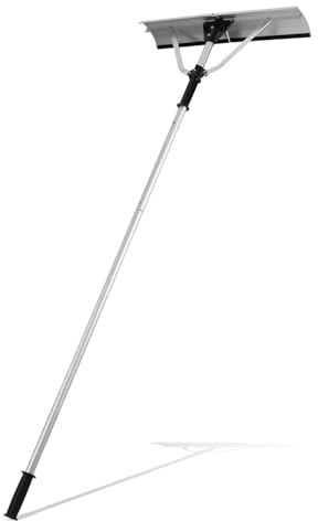 Eikuavons Photovoltaik Schneeschieber Aluminium Dachschneerechen mit Gummileiste Kratzfest 196-636cm einstellbar rutschfest rostbeständig klappbarer Rechenkopf mit Rollen