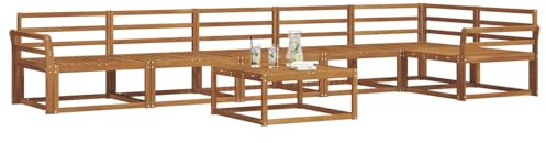 vidaXL Outdoor-Sofagarnitur 7 pcs Natur Massivholz Akazie, Garten-Lounge-Sofa-Set, modernes Ecksofa, langlebige Gartenmöbel, anpassbare Terrasse für Wohnräume