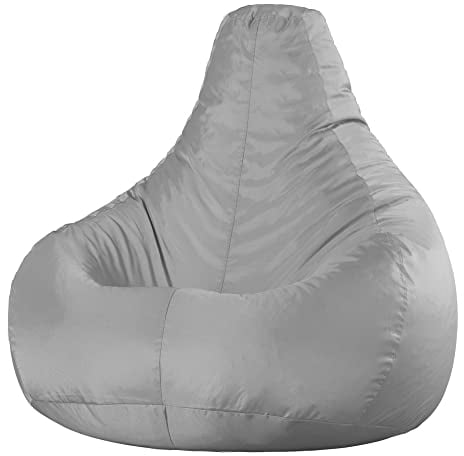 Bean Bag Bazaar Gaming Sitzsack für Erwachsene, Grau, Outdoor Sitzsack mit Füllung, Bean Bag, Wasserabweisender Stoff, Bequemer Sessel für Wohnzimmer, Garten, Terrasse