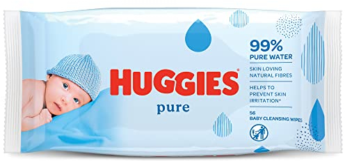 Huggies, Lingettes bébé, Pour tout le corps, Utilisables dès la naissance, Sans parfum, 1x56 lingettes, Pure