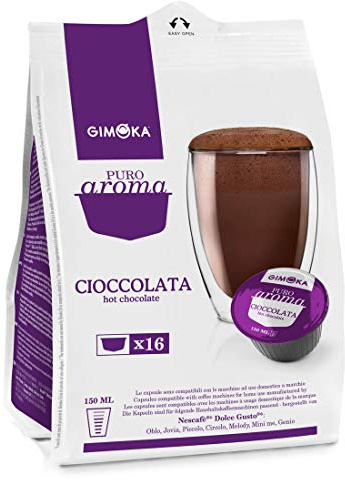 Gimoka Puro Aroma Cioccolata, Hot Chocolate, Capsules de Cacao Compatible Nescafé Dolce Gusto, Lila 16 Capsules/ Portions