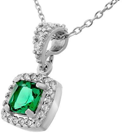 Orphelia Damen-Anhänger met Kette 925 Silber rhodiniert Zirkonia grün Brillantschliff-ZH-7199/GR