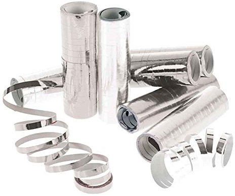 2x Luftschlangen mit Metallic-Glanz (silberfarben)