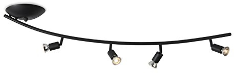 QAZQA - Modern Moderner Spot I Spotlight I Deckenspot I Deckenstrahler I Strahler I Lampe I Leuchte gebogen schwarz - Jeany 4-flammig Spotbalken I Wohnzimmer I Schlafzimmer - Aluminium Länglich - LED
