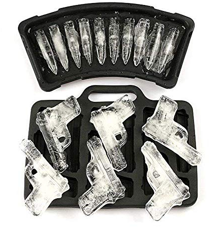 MoldFun Eiswürfelformen für Handfeuerwaffen und Kugeln, coole TPR-Pistole und AK47 Bullet Maker Formen für Whiskey, Cocktails, Eiswürfel, Schokolade, Gelee-Shots, 2 Stück