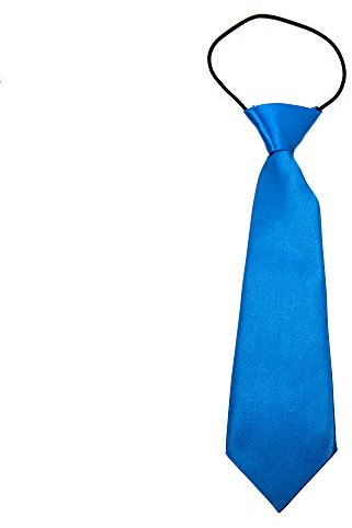 The Tie Co™ Kids Satin Elasticated Tie – Solid Plain Colour Pre-Tied Boys & Girls Neck Tie - Aqua Blue