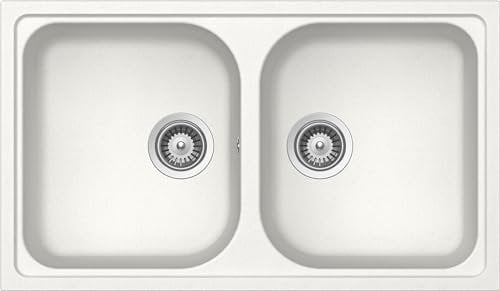 SCHOCK | Lavello Cucina Formhaus N200 2 Vasche, Materiale Cristalite®,Bianco, 860x500mm