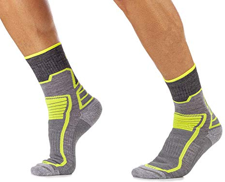 MICO SOCKEN TREKKING, Kurze, Medium, aus Micotex + LYCRA Faser, Natural Merinos, Ultraleicht, Unisex für Herren und Damen, sportlich (41-43, Anthrazit/Fluo gelber)