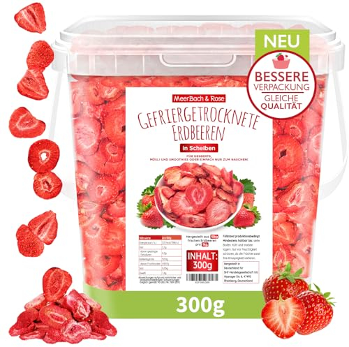 GEFRIERGETROCKNETE ERDBEEREN 300g, fruchtige gefriergetrocknete Früchte in Scheiben, frei von Zusatzstoffen, in Deutschland hergestellt