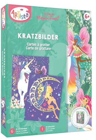 ARTISTA 9301902 Bastelset Kratzbilder, DIY-Kit für Kinder, Kreativset in praktischer Aufbewahrungsbox