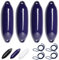 HonuNautic 4er Set Fender incl. Fenderleinen | U-Serie | Farbe: Blau | Größe: Ø 16 x L 56 cm | Boot & Yacht Stegfender, Langfender