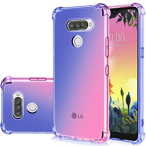 Gufuwo Hülle für LG K50/ für LG Q60 Case Niedliche Verlauf Hülle Schlanke Kratzfeste TPU-Schutzhülle mit Stoßdämpfung Transparente weiche Handyhülle für LG K50 blau/rosa