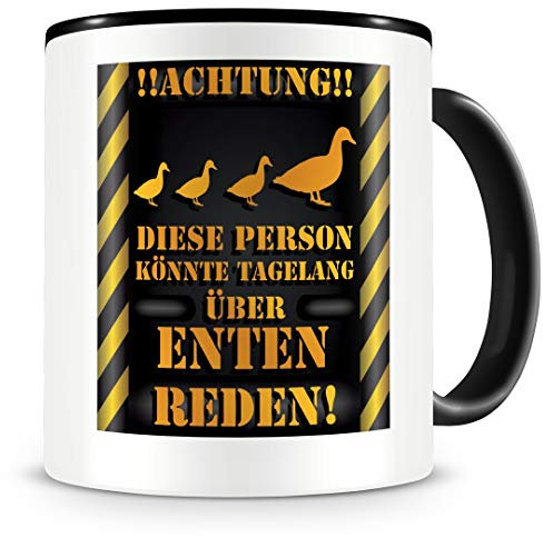 Samunshi® Enten Tasse mit Spruch Geschenk für Enten Fans Männer Frauen Kaffeetasse groß Ente Lustige Tassen zum Geburtstag schwarz 300ml