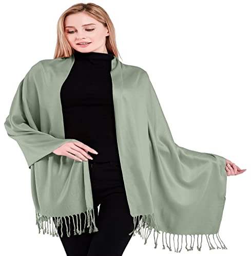 CJ Apparel Damen Hand Made Nepalese Tassels Shawl Pashmina-Schal, lichtgrün, Einheitsgröße