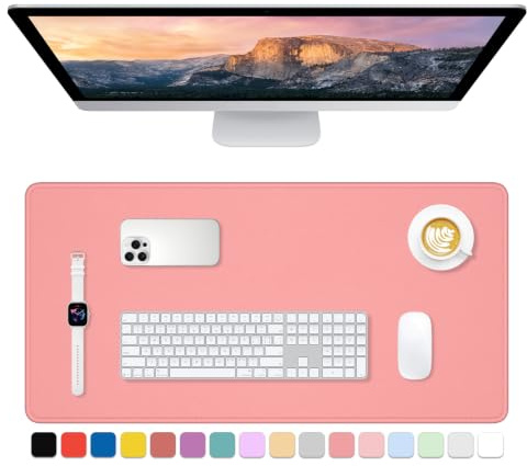 Dapesuom Large Gaming Mouse Pad, Extended Mouse Mat with Stitched Edges, Full Size Keyboard Pad with Non-Slip Base, Big XXL Computer Desk Mats for Gamer, Laptop, Office, 80 x 40 cm, Rose Pink
