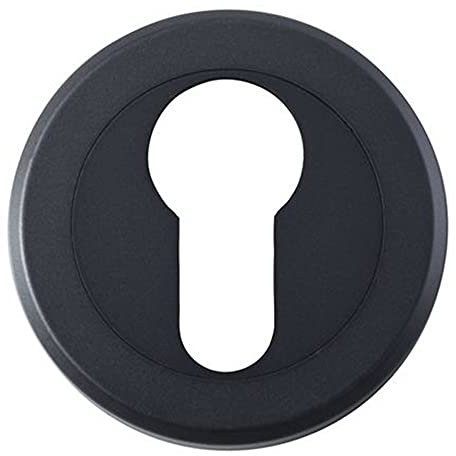 50mm Euro Profile Round Escutcheon- Beveled Edge- Concealed Fix- Matt Black | Door Keyhole Cylinder Plate Cover - for Use with Lever on Rose Door Handles - Door Fixing Hardware