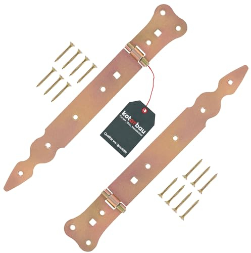 KOTARBAU® Lot de 2 Rubans de Chargement 250 mm - Charnières de Porte - Or Galvanisé - Antirouille - Ferrure de Construction Robuste