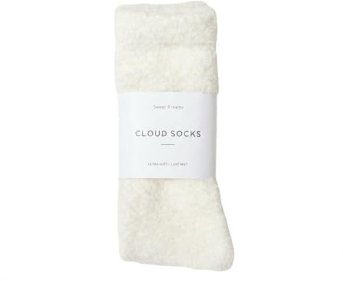 Unboxme Cloud Fuzzy Socks, Unisex Warm Cozy Sleep & Bed Slipper Socks, One Size Fits Most (US 6-12), Gift-Ready Packaging, 100% Polyester, White