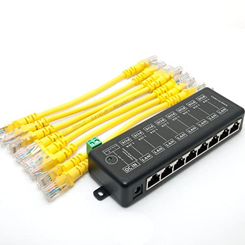 DSLRKIT 8 Ports Gigabit Passive PoE Injector Midspan Ethernet Adapter Without Power Adapter…