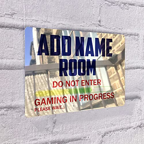 ShopQuality4U Personalised Game Metal Mirror Gamer Sign - Customised Printed Wall Art Plaque A3 Gaming in Progress