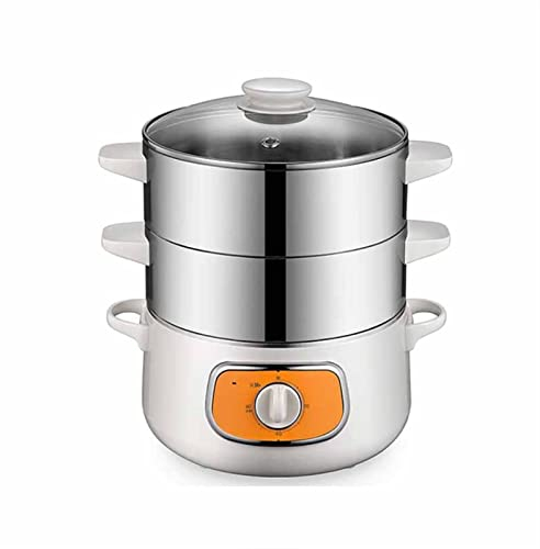 Vaporera eléctrica para Alimentos, cestas apilables de Dos Niveles para Verduras con Temporizador, vaporera Digital de Acero Inoxidable de Calentamiento rápido de 1300 W