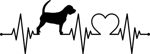 Generisch Autoaufkleber Aufkleber Herzschlag Liebe EKG Deko Sticker selbstklebend schwarz Breite 28cm Motiv: Beagle Hund 01