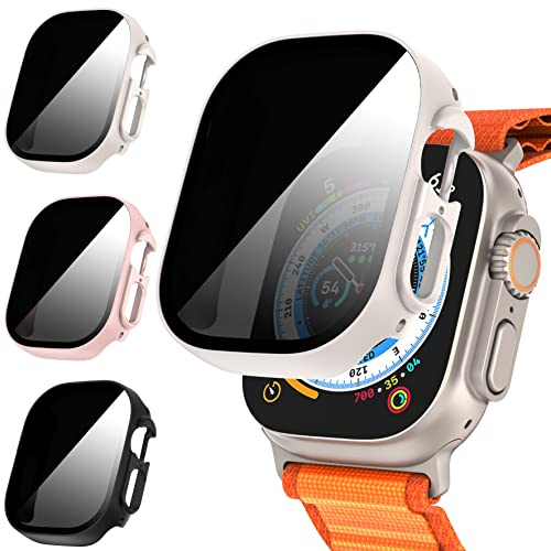 Diruite 3-Stück Hülle für Apple Watch Ultra 4/3/2/1 49mm Schutzhülle Anti Spy