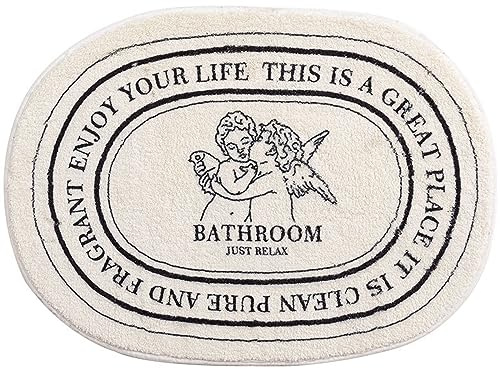 Tapis De Bain Ange Blanc Tapis Salle De Bain Moelleux Microfibre Tapis De Douche Absorbant Tapis De Salle De Bain Lavable Machine Tapis Bain Antidérapant Paillasson Interieur 40x60cm
