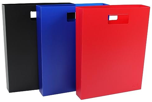 Pop-Up-Box A4, 3 Stück, Schulheftbox, PP-Folie mit Automatikboden, Perlfarben farblich sortiert