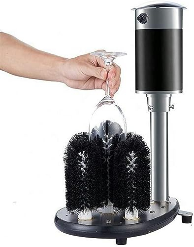 伟 祥 Electric Glass Washer, Commercial Wine Glass Cleaner, Automatic Cup Washer with 5 Removable Glass Cleaning Brushes, Glass Rinser for 7-7.5Cm Wine Glasses