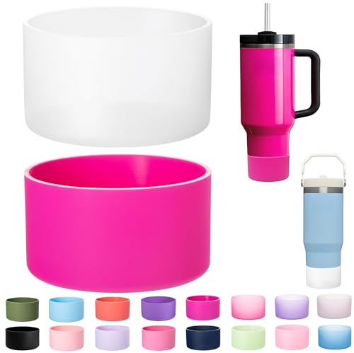 LONPARRY Silikonhülle für Stanley 40 / 30 Trinkbecher, passend für Quencher IceFlow Becher mit 590 ml Fassungsvermögen, BPA-freies Unterseitenschutz, 2 Stück