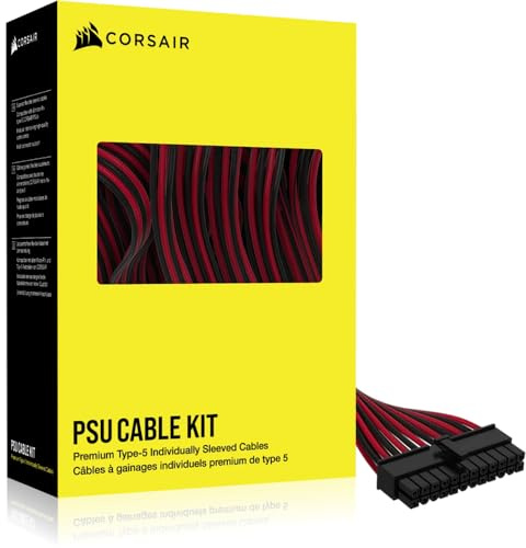 Corsair Stromkabel Typ 5 einzeln ummantelt Starterset schwarz/rot