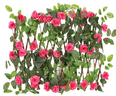 Sichtschutz Garten, Zaun Sichtschutz, Sichtschutz Efeu Sichtschutz Outdoor, Erweiterbarer Faux-sichtzaun mit Künstlichen Blättern, Kunstrose